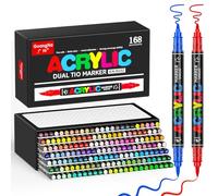 Sonlaryin 168 Couleurs Feutre Acrylique Double Pointe(Fine et Pinceau) | Séchage Rapide, Marqueur Peinture Acrylique Pour Papier, Verre, Galet, Métal, Plastique, Bois, Oeuf, Céramique, Textile