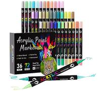 Sonlaryin Feutre Acrylique 72 Couleurs 36 Pièces, Marqueur Double Pointe