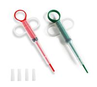 sonlpe 2 Pièces Lance Pilule Chat, Pet Pill Dispenser, Seringue pour Animaux De Compagnie, Fabriqué en PP et Silicone, avec Réutilisable 4 Embouts Souples, Convient Petits Animaux, Rouge & Vert