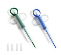 sonlpe 2 Pièces Lance Pilule Chat, Pet Pill Dispenser, Seringue pour Animaux De Compagnie, Fabriqué en PP et Silicone, avec Réutilisable 4 Embouts Souples, Convient Petits Animaux, Bleu & Le Vert