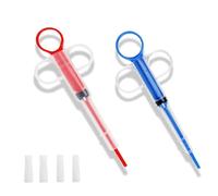 sonlpe 2 Pièces Lance Pilule Chat, Pet Pill Dispenser, Seringue pour Animaux De Compagnie, Fabriqué en PP et Silicone, avec Réutilisable 4 Embouts Souples, Convient Petits Animaux, Bleu & Rouge