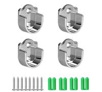 sonlpe 4PCS 25MM Supports de Tige à Bride en Alliage de Zinc, Support de Tringle à Rideaux de Douche, Support Barre Penderie, Équipé de 8 Vis et de 8 Bouchons en Caoutchouc Intumescent en Plastique