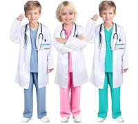 Sonnena 7PC Blouse Chimie Enfant, Blouse Blanche Enfant Fille Garçon Coton Blouse Laboratoire Enfant Manche Longue Blouse Medicale Blouse Physique Chimie College pour Ecole Lycee Peinture Deguisement