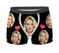 Sonnena Caleçon de Nouveauté Personnalisé pour Hommes avec Photo, Cadeau de Saint-Valentin pour Mari Père Ami, Boxer Personnalisé avec Photo pour Hommes