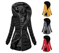 Sonnena Manteau Femme Hiver Chic, Mi-Longue Manteaux à Capuche Hiver Zippé Épaisse Veste Chaude Parka Blouson Outercoat avec Poches