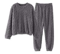 Sonnena Pyjama Femmes Hiver Coton Polaire Pilou Chaud Pantalon et Haut Manches Longues Flanelle Hauts Ensembles De Grande Taille Ensemble Automne Velours Corail Ouveau épais Décontractés Vêtements