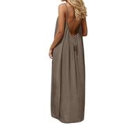 Sonnena Robe Caraco Dos Nu Longue Femme Sans Manches, Robe Lounge Ample Fluide Pour La Maison, Robe Décontractée D'Été Coupe Lâche Adaptée Plage Et Vacances, Plusieurs Coloris Unis Disponibles