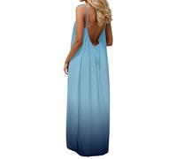 Sonnena Robe Caraco Dos Nu Longue Femme Sans Manches, Robe Lounge Ample Fluide Pour La Maison, Robe Décontractée D'Été Coupe Lâche Adaptée Plage Et Vacances, Plusieurs Coloris Unis Disponibles