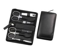 Sonnenschein by Hans Kniebes Kit de manucure 6 pièces | Ciseaux à ongles, ciseaux à cuticules, coupe-ongles, lime à ongles, pince à épiler, double instrument | Kit de soins des ongles en cuir d'agneau