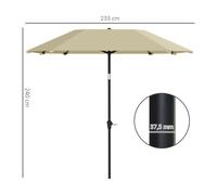 Sonnenschirm Ø233 cm Parasol Pliable et Inclinable Octogonal Stable au Vent pour Terrasse Jardin Balcon Plage Beige