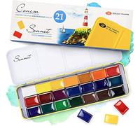 Sonnet Set de Peinture Aquarelle 21 Aquarelles dans un Boîtier Métallique Polyvalent | Fabriqué par Nevskaya Palitra