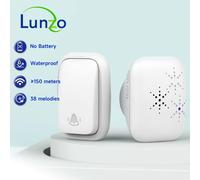 Sonnette auto-génératrice sans fil, étanche, sans batterie, longue Distance de 150m, sonnette cinétique à haut Volume white 2 to1