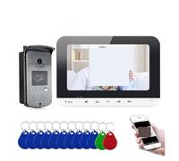 Sonnette Camera, Filaire 7 Pouces écran visiophone interphone système d'entrée 1 Moniteur Support TF Carte Enregistrement 1 RFID Sonnette HD caméra(1Cam V 1LCD 32G TF)