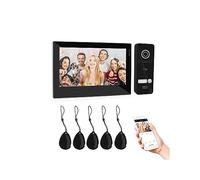 Sonnette Camera, TUYA interphone vidéo interphone 7 Pouces 1080P Moniteur à écran Tactile avec Application caméra Filaire/déverrouillage de Carte magnétique(1M1D)