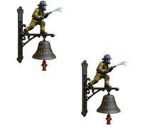 Sonnette commémorative - Thème pompier avec design bouche d'incendie - Métal durable et résine coulée, support mural de 25 cm, carillon fort pour la maison, clôture, terrasse (2)