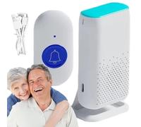 Sonnette d'alarme sans fil rechargeable - Bouton d'appel intelligent avec lumière LED, buzzer étanche IP68 | Système d'urgence puissant et réglable pour les personnes âgées, les patients handicapés et