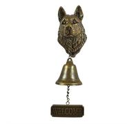 Sonnette de bienvenue en forme de tête de chien, sonnette de bienvenue en résine vintage pour porche, porte d'entrée et jardin - Cloche cadeau indispensable pour les amoureux des chiens (Charles)