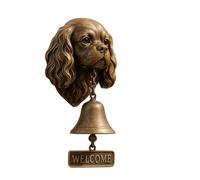 Sonnette de bienvenue pour chien, sonnette décorative en forme de chien, image mignonne, mode rétro, plaque de bienvenue en anglais, facile à utiliser, convient pour un usage familial (F)