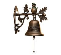 Sonnette de bienvenue vintage en fonte avec motif renne de Noël - Cloches d'entrée murales sans fil pour porche, porte d'entrée, jardin, cour, décoration de Noël - Cadeau (B)