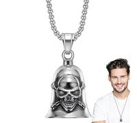 Sonnette de moto, sonnette gardienne | Collier de cloches pour motards Pendentif avec crâne cloche Gremlin - Cloches gardiennes pour motards, charme cloche