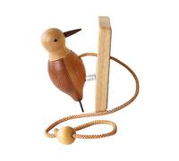 Sonnette de pic - Cloche sculptée en cèdre massif Accent d'entrée de sonnette rustique, sculpture d'oiseau naturel Alerte audible Décoration de cabine Art de forêt fait à la main Son de