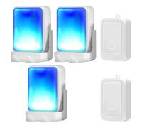 Sonnette de porte avec 7 couleurs de lumière vive et 4 volumes - Sonnette sans fil de 182,9 m - Pour la maison/le bureau - Convient pour les personnes âgées et malentendantes - 2 émetteurs avec 3