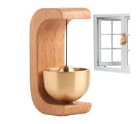 Sonnette de porte | Cloche à vent en bois naturel pour portes - Sonnette de porte en laiton avec aimant et fixation adhésive pour alarme de sécurité, convient pour la maison, porte