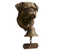 Sonnette de porte de bienvenue avec motif chien - Sonnette de porte rustique vintage montée au mur avec motif animal | Cloche avec tête de chien pour la porte d'entrée - Pour portail, jardin, cour
