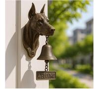 Sonnette de porte de bienvenue pour chien - Carillon mural vintage en fonte - Figurine fantaisie à suspendre - Décoration extérieure - Cloches de dîner - Cadeaux créatifs pour les amateurs de chiots