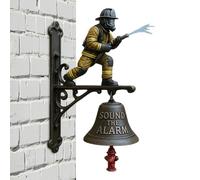 Sonnette de porte de pompier - Sonnette commémorative | Alarme puissante - Décoration commémorative vintage | 9,84 pouces, métal + résine, support mural Cloches d'entrée pour jardin extérieur