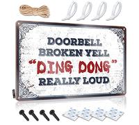 Sonnette de porte « Ding Ding Dong » - Décoration murale de style vintage - Facile à accrocher (20 x 30 cm)