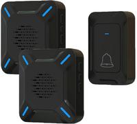 Sonnette De Porte Extérieure Sans Fil Ip68 Grande Enceinte Puissante, Affichage Led, Portée 300 M, 5 Niveaux De Volume Réglables, 58 Sonneries (1 Émetteur Et 2 Récepteurs)