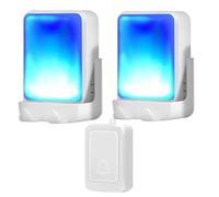 Sonnette de porte flash avec 7 couleurs de lumière vive et 4 volumes - Sonnette sans fil de 182,9 m - À la maison/au bureau - Convient pour les personnes âgées et malentendantes - 1 émetteur avec 2