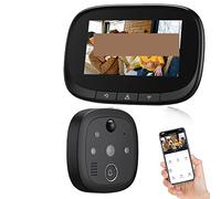 Sonnette de porte intelligente Tuya avec judas vidéo de caméra 720P for porte 4.3 pouces écran LCD détection de mouvement PIR