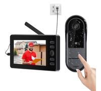 Sonnette de porte sans fil avec caméra 1080p IP65 étanche - Écran IPS de 4,3" - Sonnette sans fil avec caméra HD 170° - Vision nocturne infrarouge - Audio bidirectionnel - Réveil actif sans fil