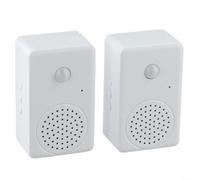 Sonnette de porte sans fil avec détecteur de mouvement portée 4-6 m | Capteur PIR, détection instantanée, améliore l'expérience client, idéal pour le commerce au détail, boîtier en ABS blanc (2