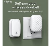Sonnette de porte sans fil cinétique longue portée, alimentée par énergie cinétique, étanche, 60 mélodies, prises EU US UK en option, sans batterie Plus w 1 key 1 bell