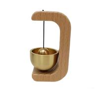 Sonnette de porte sans fil de style japonais, carillon éolien en bois avec cloche en laiton, son net et agréable, touche décorative pour les cafés (A)