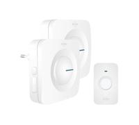 Sonnette de porte sans fil ELRO DB3000 - 2 récepteurs - 64 mélodies - Portée 300m - Blanc