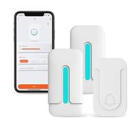 Sonnette de porte sans fil Wifi, étanche,avec bouton poussoir auto-alimenté,35 carillons, 4 niveaux de volume (1 bouton et 2 récepteurs)