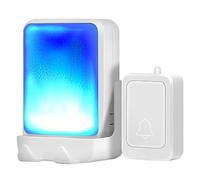 Sonnette de porte sonore avec flash et 7 couleurs de lumière vive et 4 volumes, sonnettes sans fil 180 mètres, pour la maison/le bureau, adaptée aux personnes âgées et malentendantes (blanc)