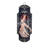 Sonnette de porte squelette d'Halloween, décorations d'Halloween en plein air, sonnette de porte avec lumière rouge et son, tête de mort effrayante décoration pour la maison et le bureau