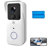 Sonnette de porte vidéo, 1080P HD, design étanche, pile blanche, prise EU