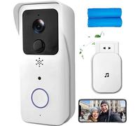 Sonnette de porte vidéo, caméra HD 1080P, vision nocturne, étanche, option blanche, prise UE