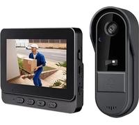 Sonnette de porte vidéo sans fil, écran 4,3 pouces, interphone, vision nocturne, Avec carte SD 64G