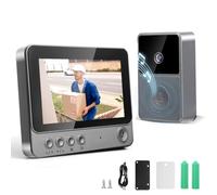 Sonnette de porte vidéo sans fil, écran IPS de 4,3 ", sonnette avec caméra, sonnette de porte extérieure, 1080p HD, interphone vidéo 170°, vision nocturne, audio bidirectionnel, étanche IP65
