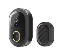 Sonnette de porte visible, sonnette vidéo WiFi intelligente 1080p avec vision audio bidirectionnelle IP65, système d'interphone de sécurité sans fil, blanc et noir