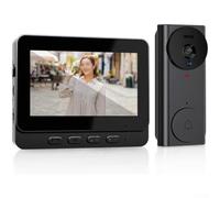 Sonnette de porte Wi-Fi avec écran 4,3" 1080P HD | Vidéo Full HD 1080p, écran tactile IPS de 4,3 pouces, vision nocturne claire, utilisation facile, connexion Wi-Fi
