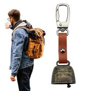 Sonnette de sac à dos de camping et de randonnée en plein air - Cloche anti-ours super forte avec design de cloche de vache rétro, porte-clés de sécurité pour la randonnée, le camping, les aventures