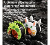 Sonnette de vélo à thème dinosaure, alarme de dessin animé avec alerte de 100 dB, en alliage d'aluminium étanche Image de lapin blanc (340011002),Image de dinosaure verte (340011001)Alliage d'aluminiu